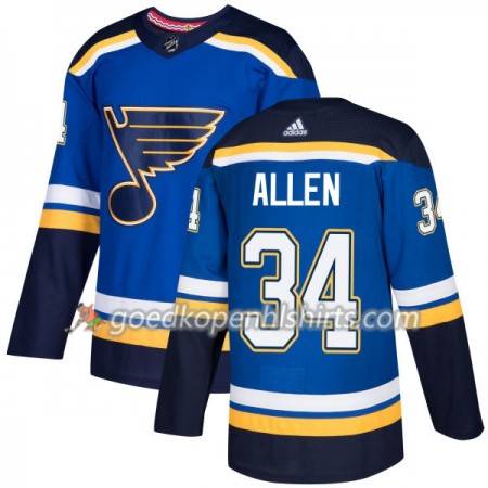 St. Louis Blues Jake Allen 34 Adidas 2017-2018 Blauw Authentic Shirt - Mannen